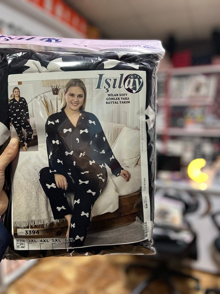Isilay Siyah Fiyonklu Uzun Kollu Pijama Takımı - Görsel 2