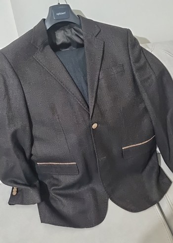 Düğmeli acı kahve Erkek Takım Elbise - Görsel 3