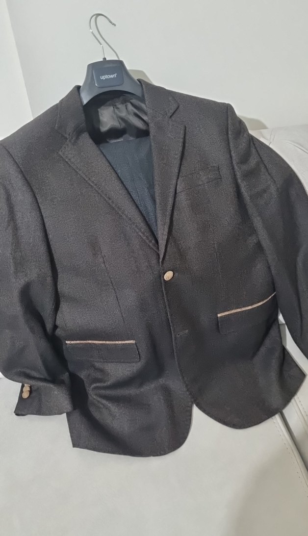 Düğmeli acı kahve Erkek Takım Elbise - Görsel 3