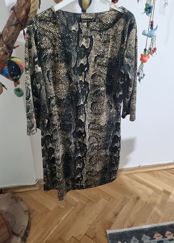 Yılan Desenli yarım Kollu mini elbise - Görsel 3