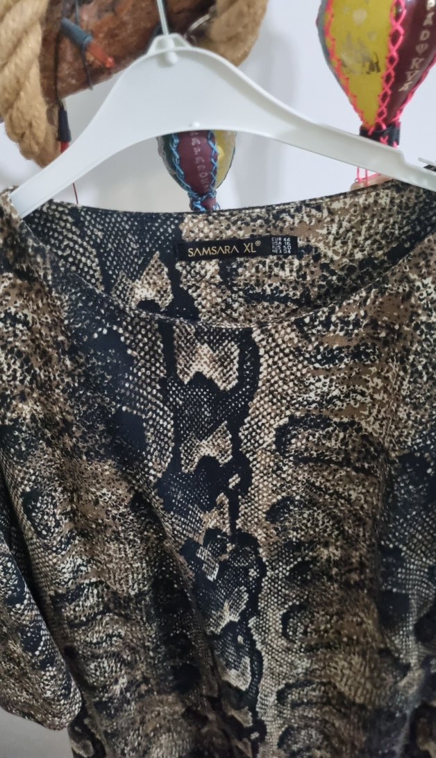 Yılan Desenli yarım Kollu mini elbise - Görsel 2