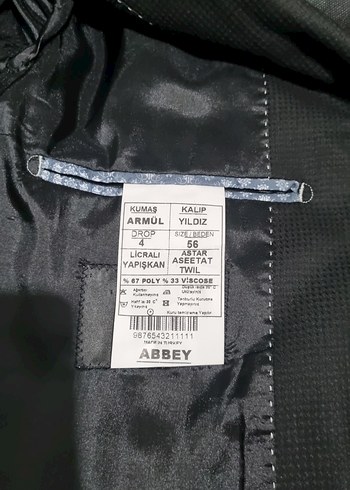 56 beden Siyah Erkek Klasik Kesim Takım Elbise - Görsel 6