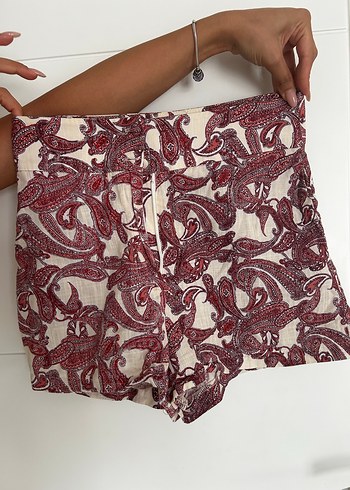 Bordo Desenli Bohem Mini Şort- takım