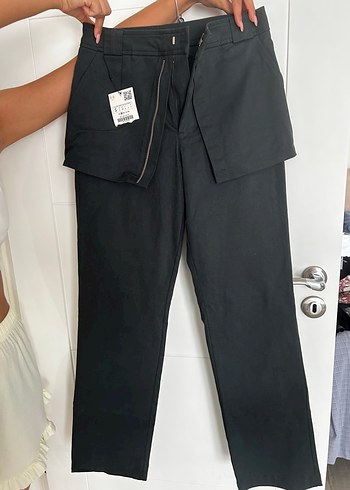 Kadın Siyah Kemerli Regular Fit Denim Pantolon