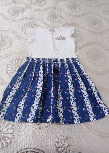 Kız Çocuk Beyaz Pamuklu Çiçek Desenli Elbise - Görsel 5