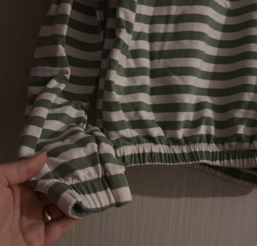 Yarım Fermuarlı Çizgili Yeşil Kadın Sweatshirt - Görsel 3