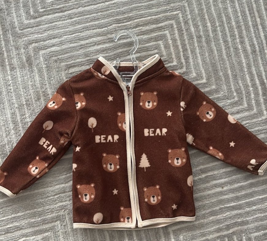 Kahverengi Ayı Baskılı Fermuarlı Erkek Çocuk hırkası - Görsel 2