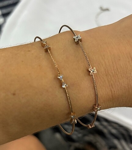 So chic kelepçe tarzı rose gümüş 2 adet bileklik
