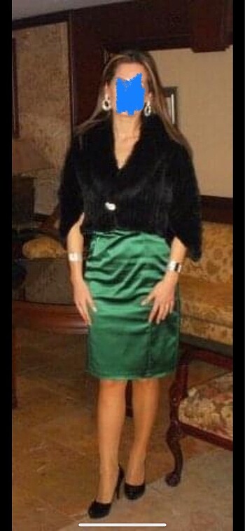 Roman marka ördek yeşili saten gece elbisesi - Görsel 6