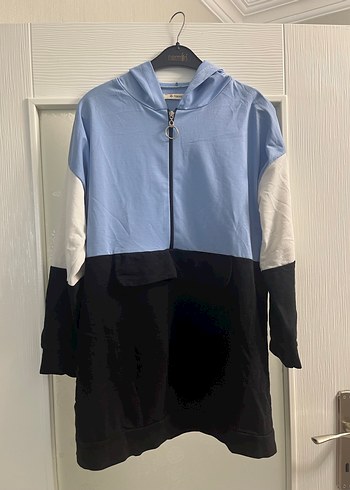 Diğer Kapüşonlu Fermuarlı Uzun Sweatshirt