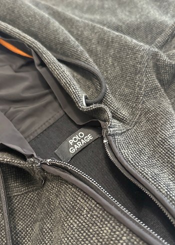 Gri Kapüşonlu Fermuarlı Erkek Ceket - Görsel 3