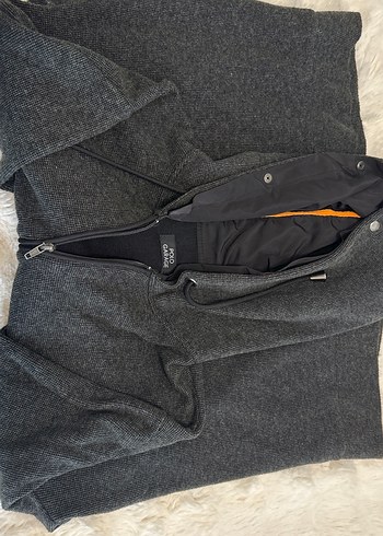 Gri Kapüşonlu Fermuarlı Erkek Ceket - Görsel 2