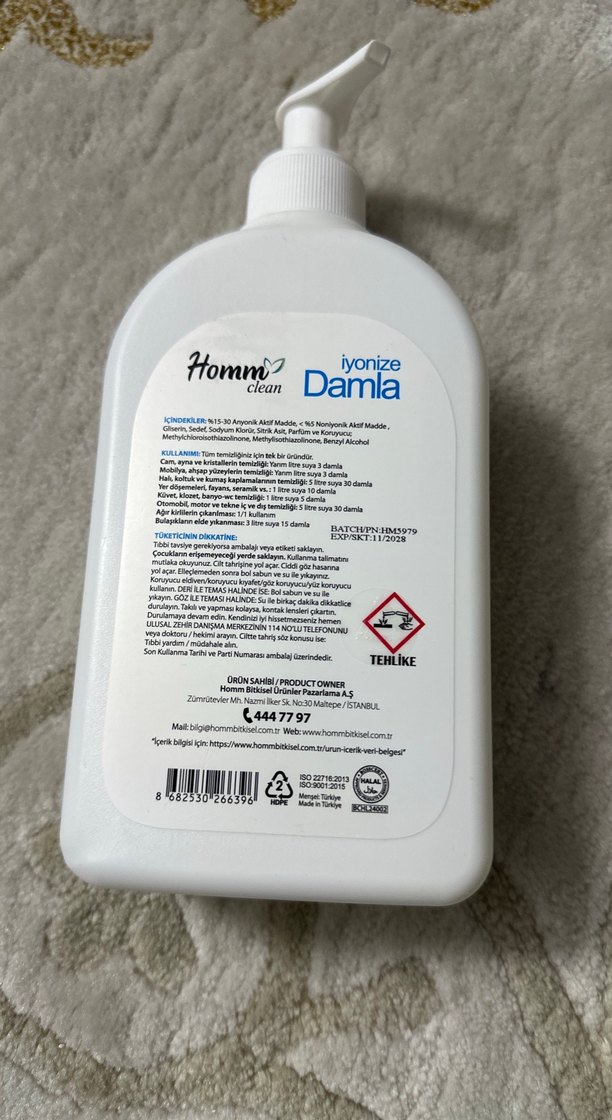 Homm İyonize Temizlik Damlası 500ml - Görsel 2