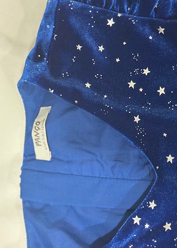 Parlak kadiye uzun kol Mavi Kız Çocuk Fırfırlı Elbise - Görsel 2