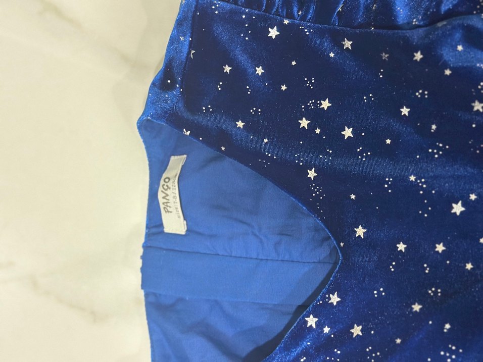 Parlak kadiye uzun kol Mavi Kız Çocuk Fırfırlı Elbise - Görsel 2