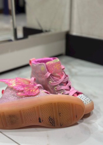 Kız Çocuk Pembe Bağcıklı ve Cırt Cırtlı Spor Ayakkabı