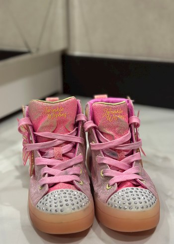 33 Beden pembe Renk Kız Çocuk Pembe Bağcıklı ve Cırt Cırtlı Spor Ayakkabı