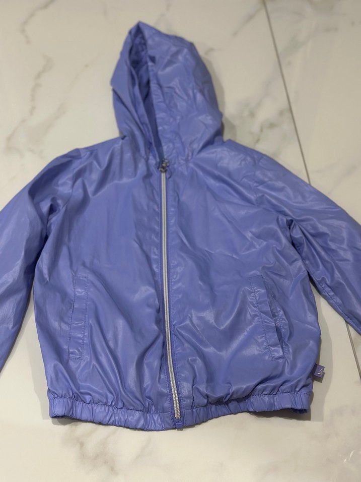 Kız  Çocuk Mor Fermuarlı Yağmurluk - Görsel 2