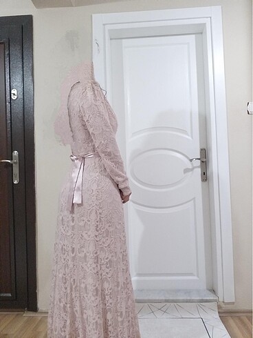 Diğer Dantelli pudra pembe elbise