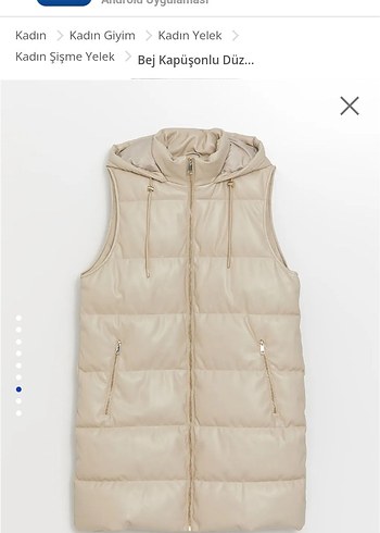 Bej Kapüşonlu Kadın Şişme Yelek - Görsel 7
