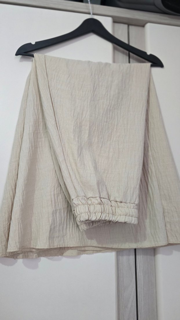 Bej Düğmeli Bohem Uzun Kollu Keten Gömlek - Görsel 4