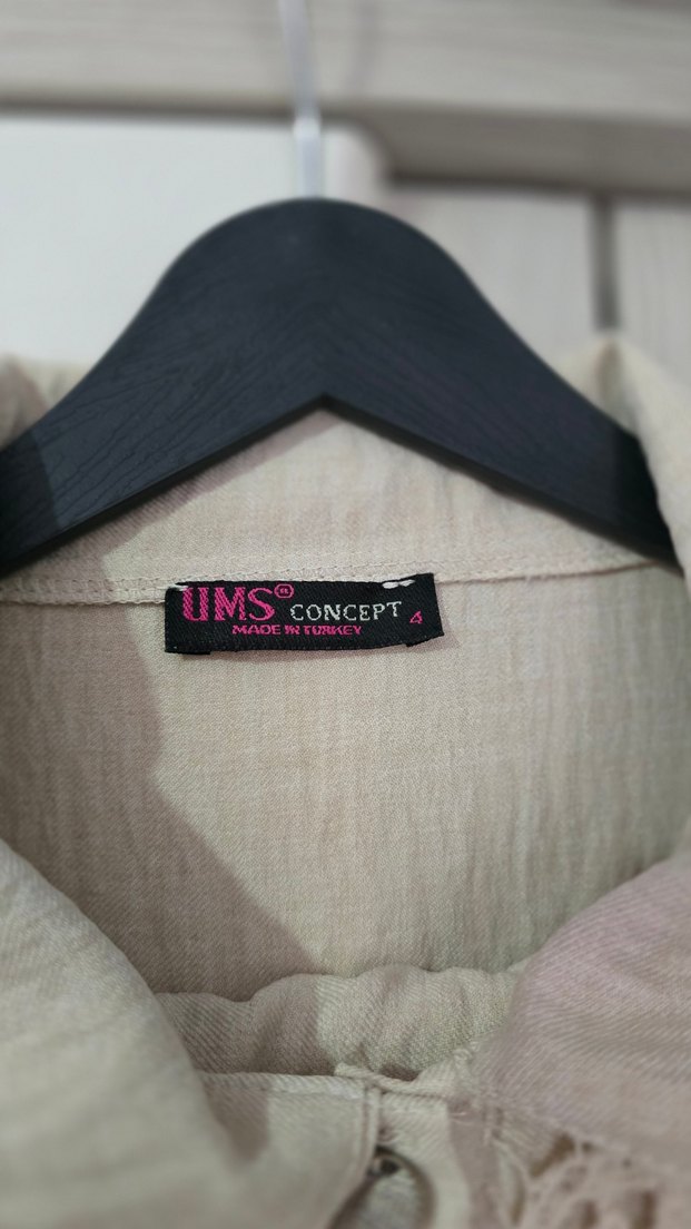 Bej Düğmeli Bohem Uzun Kollu Keten Gömlek - Görsel 5