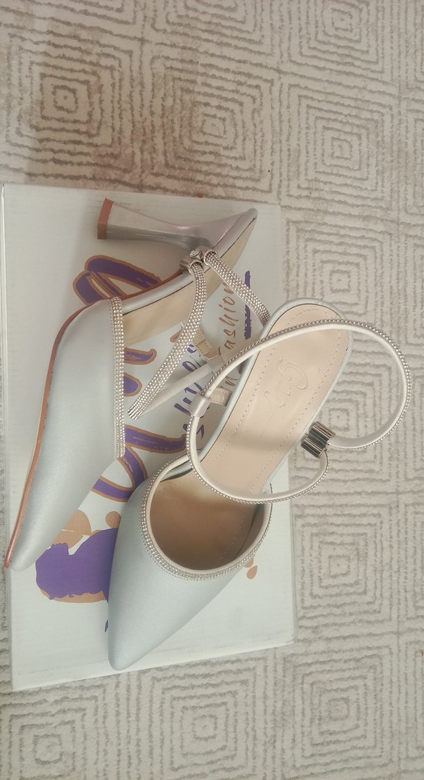 Beyaz Stiletto Topuklu Kadın Abiye Ayakkabı - Görsel 2