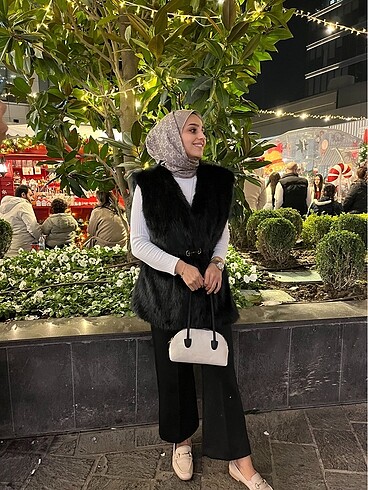 diğer Beden siyah Renk Angora Siyah Kürk Yelek