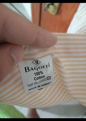 Kısa Kollu sarı beyaz çizgili Keten unisex Gömlek - Görsel 3