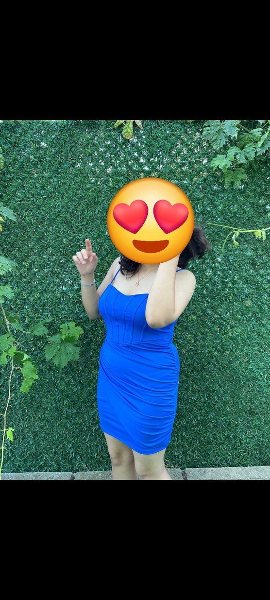 Mavi Drapeli Midi Straplez Elbise - Görsel 4