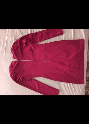 Uzun Kollu kırmızı Mini Elbise - Görsel 2