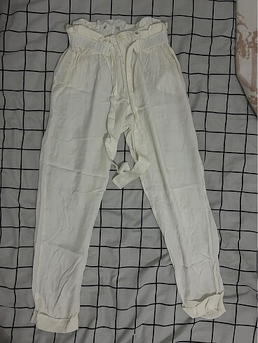 Yüksek Bel Beyaz Pantalon