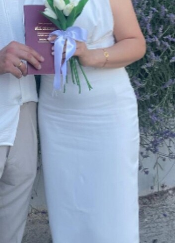 Beyaz midi boy nikah elbisesi 