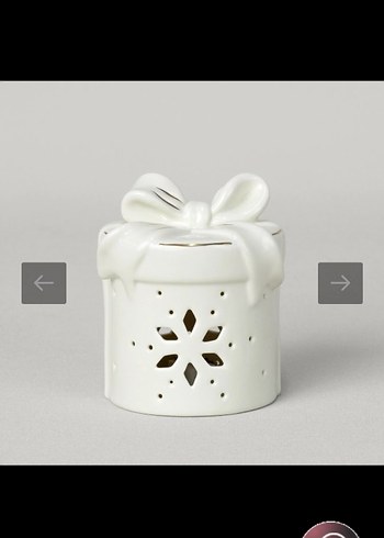 Fiyonk Detaylı Beyaz Seramik Mumluk - Görsel 3