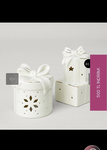 Fiyonk Detaylı Beyaz Seramik Mumluk - Görsel 4