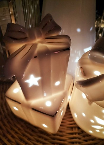 Yıldız Desenli Beyaz Seramik Mumluk - Görsel 7