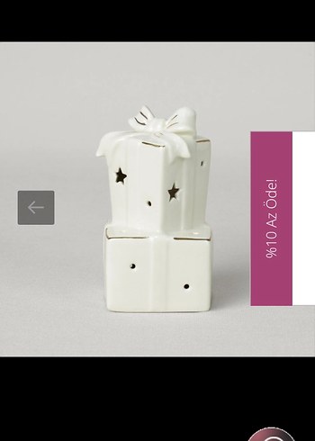 Yıldız Desenli Beyaz Seramik Mumluk - Görsel 3