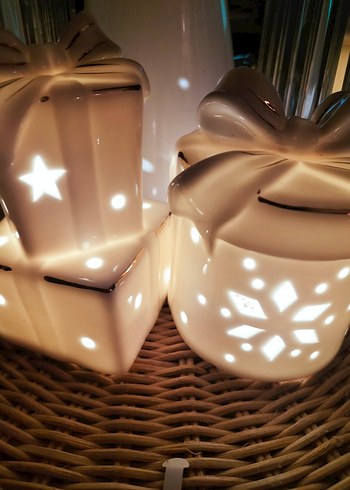 Yıldız Desenli Beyaz Seramik Mumluk - Görsel 8