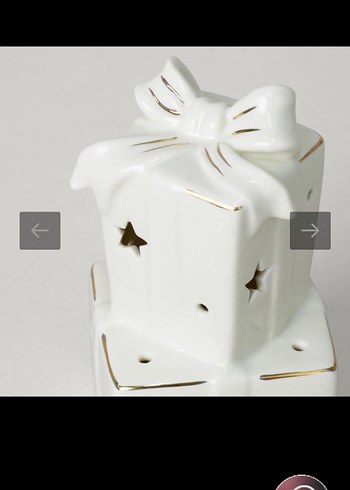 Yıldız Desenli Beyaz Seramik Mumluk - Görsel 4