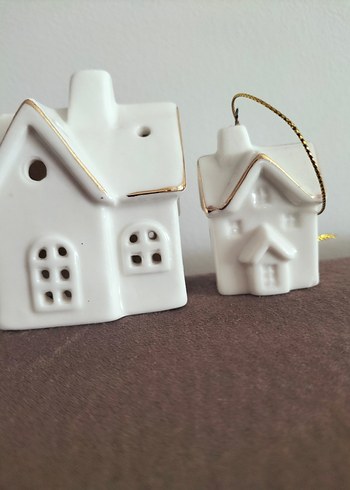 Beyaz Seramik Ev Şeklinde Mumluk ve Süs - Görsel 8