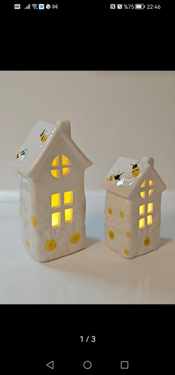 Beyaz Seramik Ev Şeklinde Mumluk Seti - Görsel 3