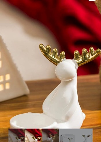 Altın Boynuzlu Beyaz Geyik Mumluk - Görsel 5