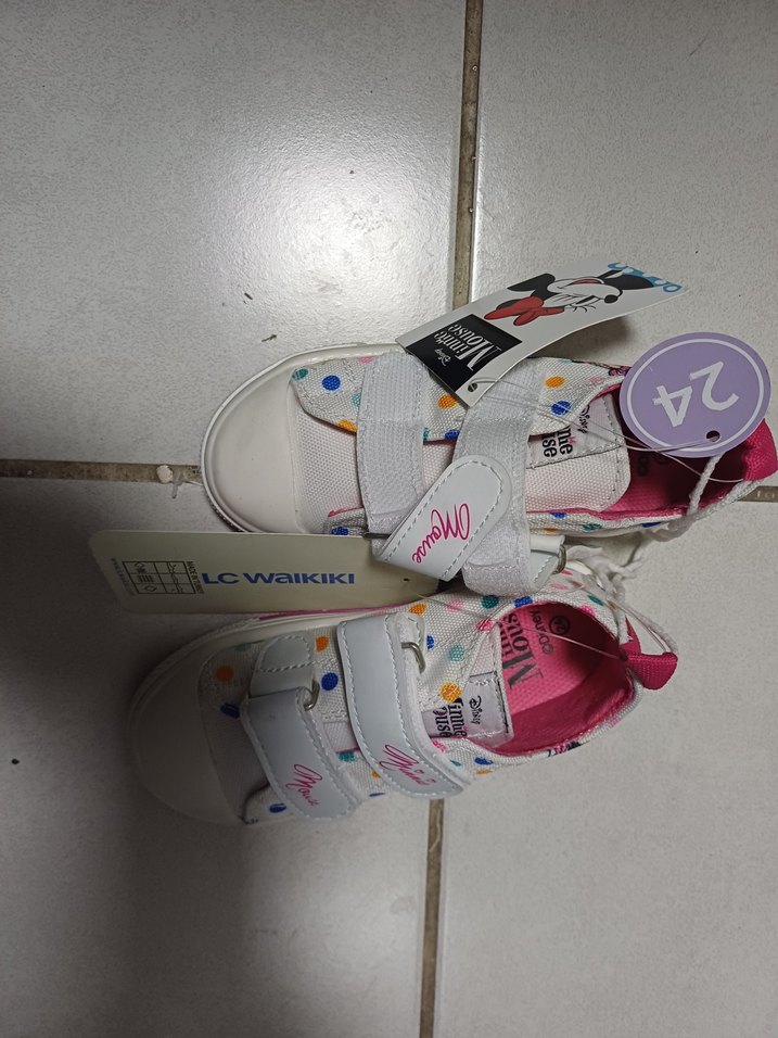 Kız Çocuk Beyaz Baskılı Cırtlı Spor Ayakkabı - Görsel 2