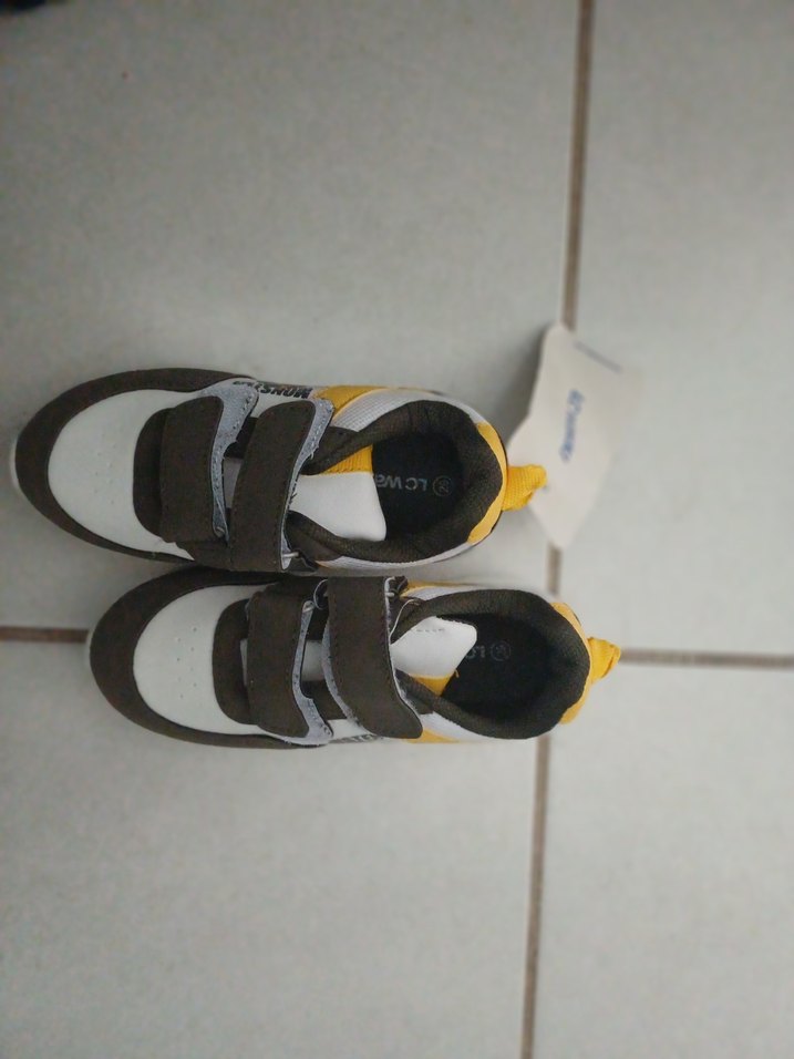 Erkek Çocuk Sarı Gri Baskılı Cırt Cırtlı Spor Ayakkabı - Görsel 2