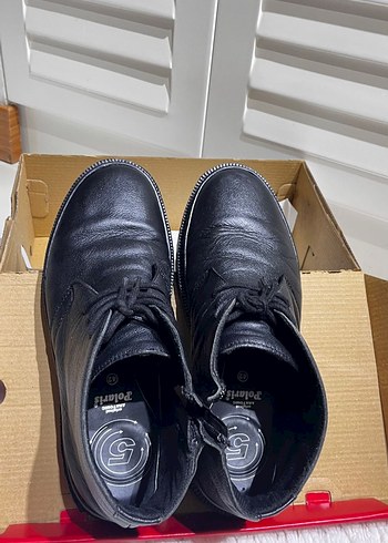 Siyah Erkek Hakiki Deri Bağcıklı Bot Nokta taban rahat - Görsel 2