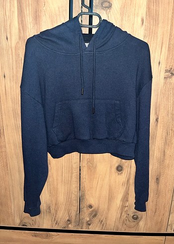 m Beden Kadın Lacivert Kapüşonlu Sweatshirt