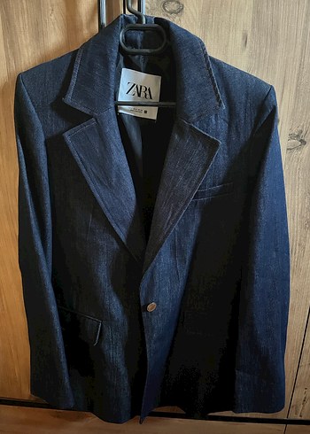 s Beden Zara Lacivert Denim Blazer