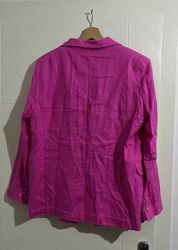 Bershka Pembe Keten Kadın Blazer Ceket