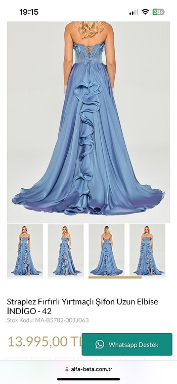 Alfabeta fırfırlı yırtmaçlı abiye - Görsel 8