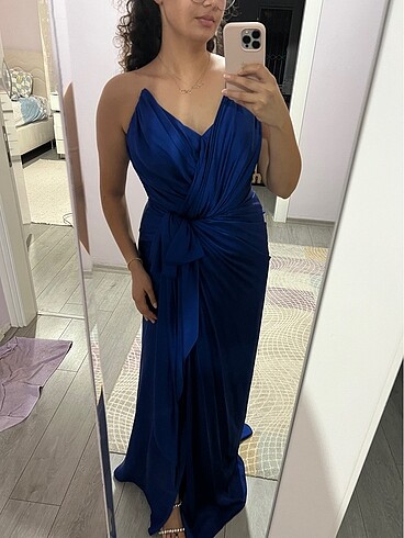 ILMIO Kırlangıç yaka drapeli abiye - Görsel 3